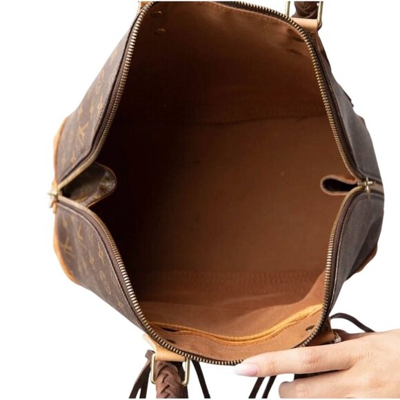 Louis Vuitton Vintage Boho Satchel Brown Monogram Canvas Luxury Western Fringe - Picture 3 of 16